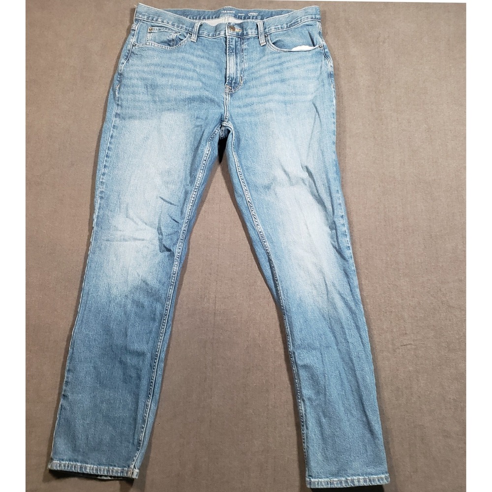 Old Navy Straight Jeans Mens 36x32 Blue Medium Wash Built-In Flex Denim